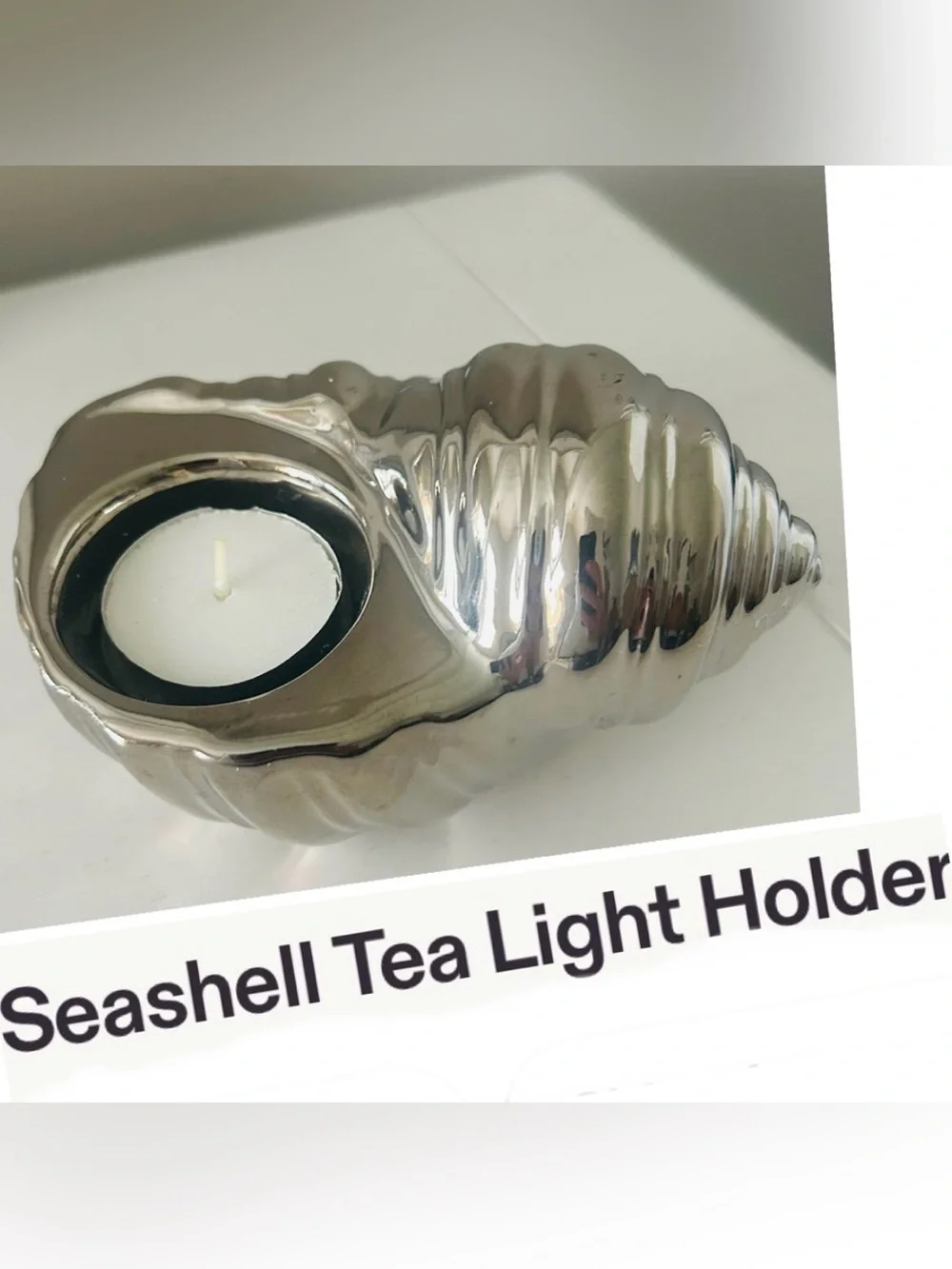 Silver Tone Nautical Shell Tealight Holder